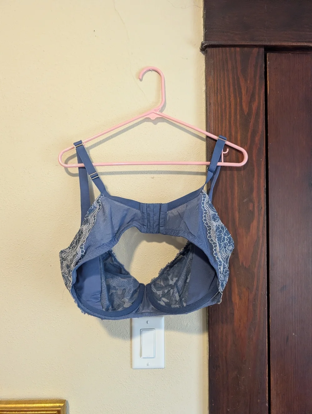 Cacique Unlined‎ Balconette In Cornflower Blue With White Lace Detailing